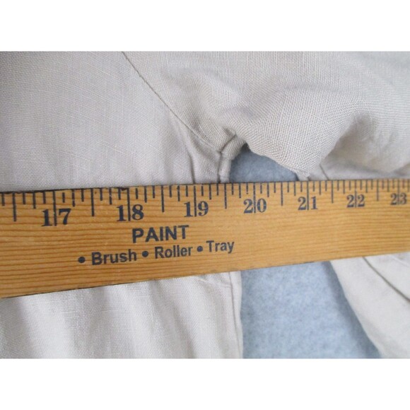 Ellen Tracy Womens Medium Linen Top Beige Tassel Zip Coastal Lagenlook Pockets - Picture 10 of 12